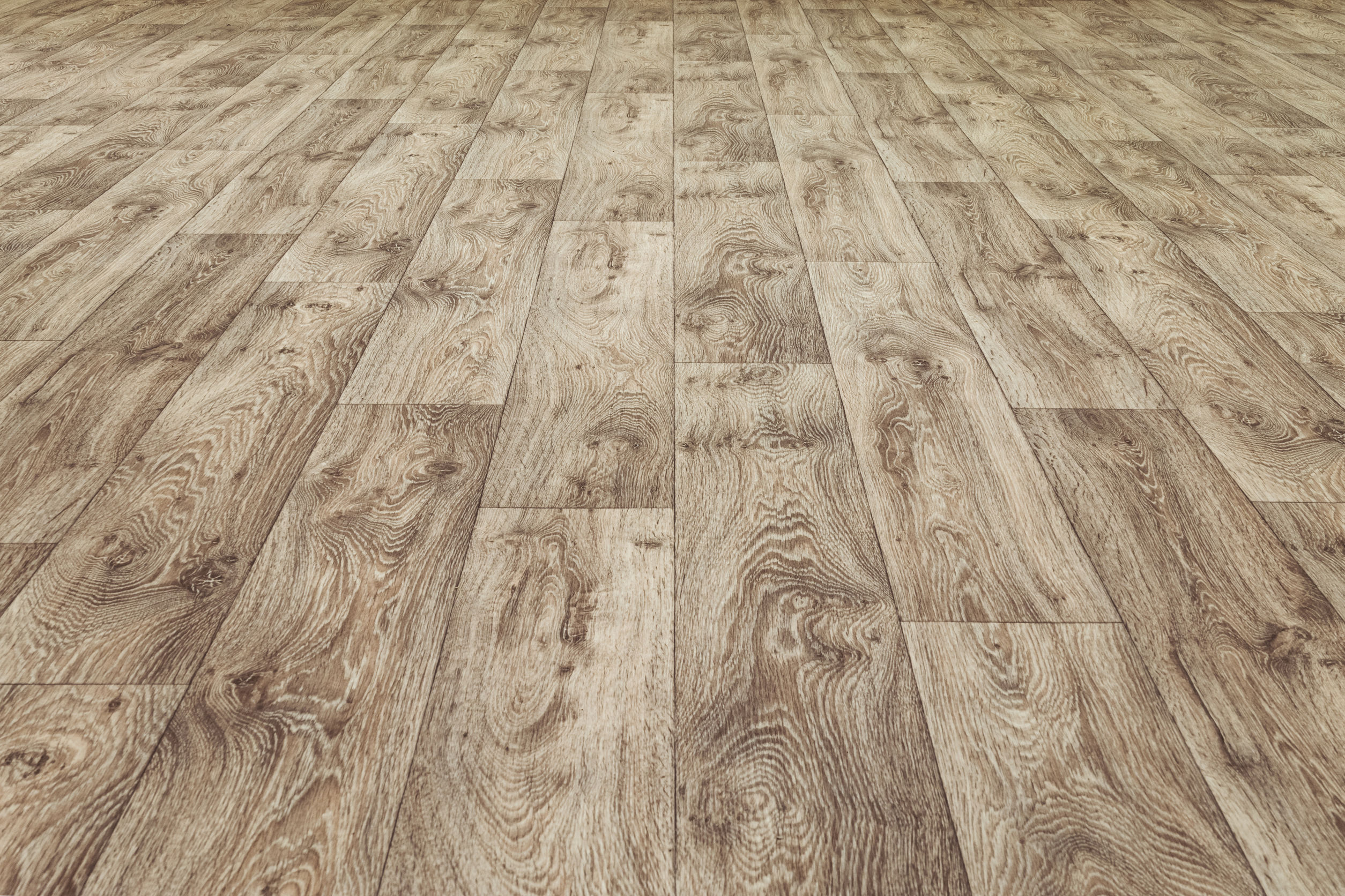 Linoleum flooring, styled to look like wood
